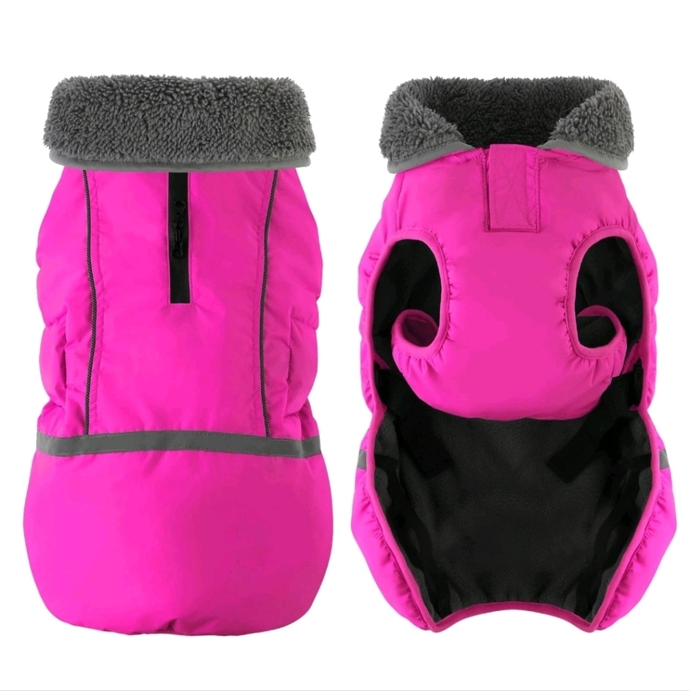 Dogcheer Warm Dog Coat Dog Jacket Waterproof Winter Coat Reflective - Pink - M - Picture 5 of 16